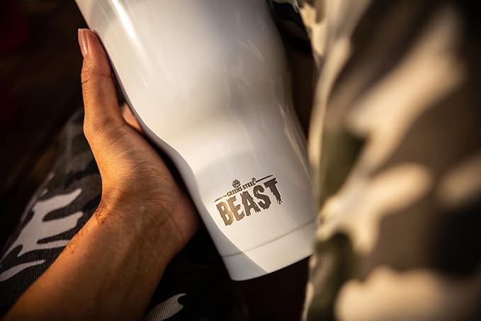 Beast 30 oz Tumbler Stainless Steel Vacuum Insulated Coffee Ice Cup Double Wall Travel Flask (Arctic White)