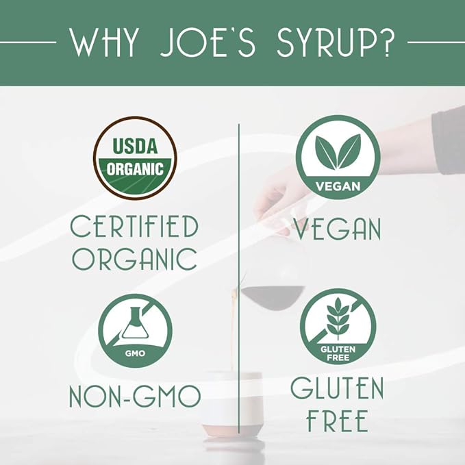 Joe’s Syrup Organic Flavored Syrup, Premium Syrup Pump, (1 Pack)
