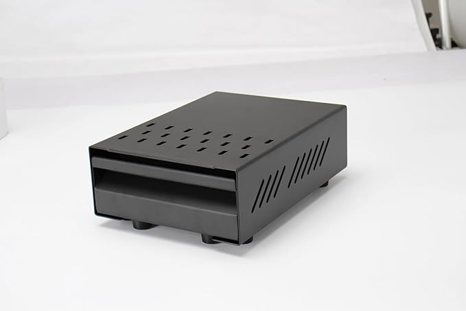 Espresso Knock Box Drawer, Stainless Steel Coffee Ground Container with Removable Rubber Knocking Bar, 9.84 x 7.08 x 3.34 inch (Black)