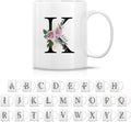 Retreez Initial A-Z Floral Botanical Bouquet Alphabet Monogrammed Monogram Mug 11 Oz Ceramic Tea Coffee Mugs - Appreciation Thank You Wedding Birthday Gifts for her friend coworker sister - K Initial