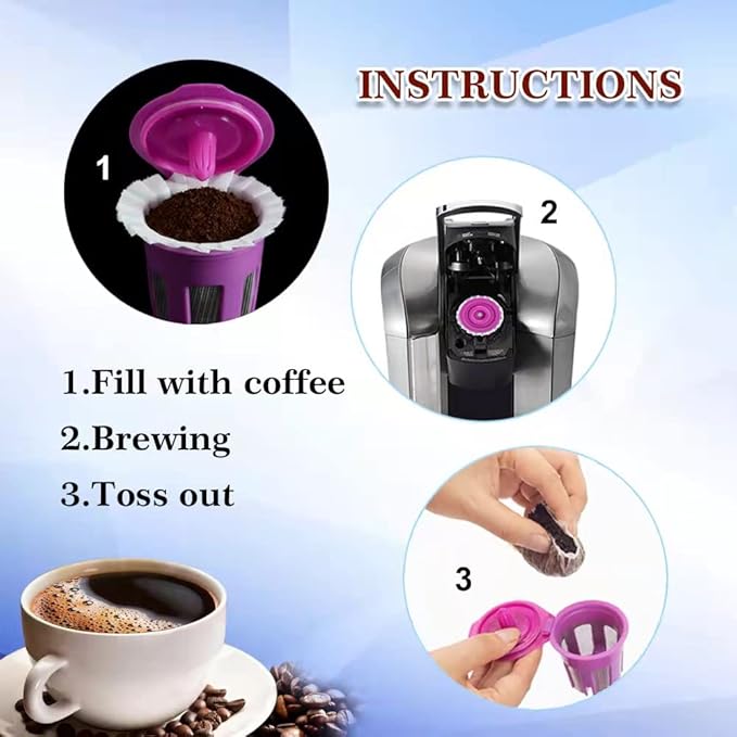 Disposable Paper Coffee Filters 200 Count, Compatible with Brewers Single Serve 1.0 and 2.0 Fits All Reusable K Cup