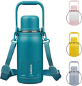 BJPKPK Insulated Water Bottle 27oz Stainless Steel Water Thermos with Handle and Cup Lid Travel Metal Thermos,Laguna