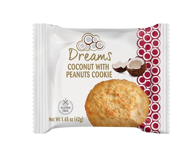 Dreams Coconut Cookies with Peanuts – Healthy, Gluten-Free, High Protein & Nutrient Packed Snack | Guilt-Free & Wholesome Treat | 1 Box – 24 Units (1.48oz Each), 35.52oz / 1008g
