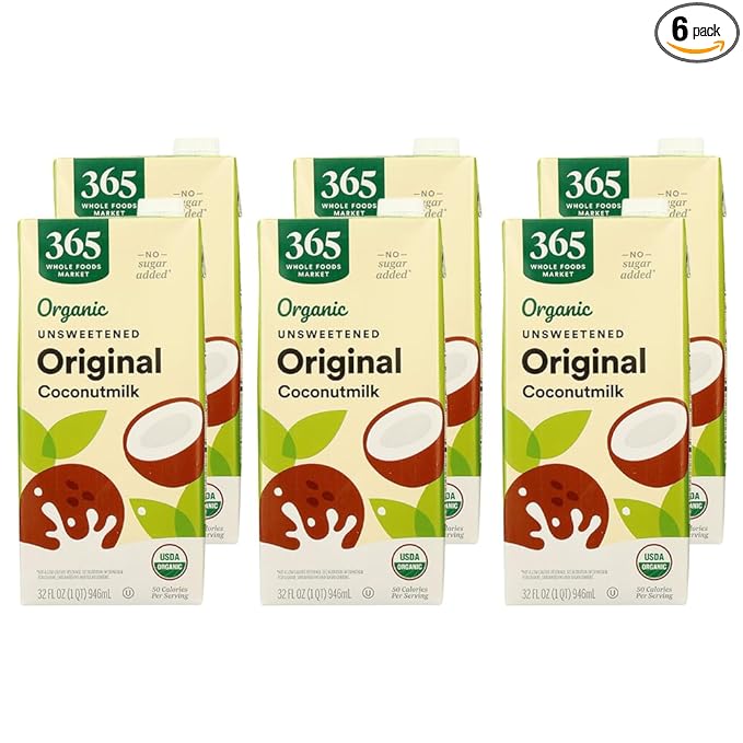365 by Whole Foods Market, Organic Unsweet Original Coconut Milk, 32 Fl Oz (Pack of 6)