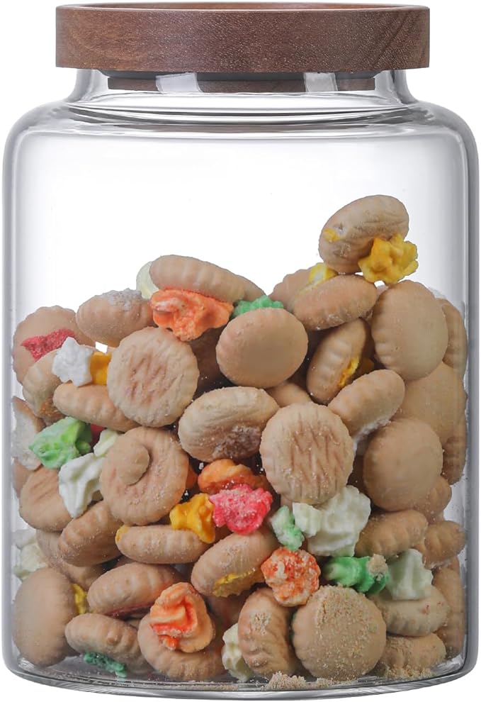 Glass Candy Jar with Lid Glass Sugar Containers Kitchen Canisters Pantry Food Storage Container for Cookies Coffee Bean Cereal Flour Cookies(40oz(1200ml)-1 pack)