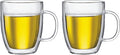 Bodum 15oz Bistro Double Wall Insulated Mug, High-Heat Borosilicate Glass, Set of 2, Clear
