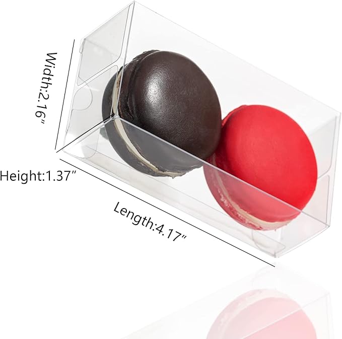 RomanticBaking 50 PCS 4.17" x 2.16" x 1.37" Macaron Boxes for 2 Mini Treat Boxes for Chocolate Covered Orec, Chocolate Truffle,Browines &Pastry Candy Boxes