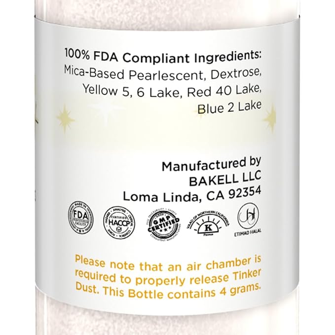 Bakell - Ivory Tinker Dust (4g, 1x Mini Spray Pump) Edible Glitter for Food, Desserts, and Beverages!