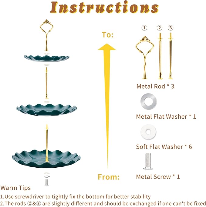 3 Tier Cupcake Stand Holder, Plastic Cup Cake Stand Tower with Tiered Serving Tray for Cupcakes, Donuts, Fruits and More (Green)