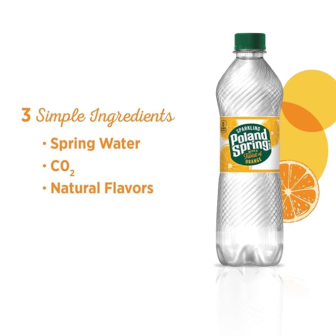 Poland Spring Sparkling Water, Orange, 16.9 oz. Bottles (Pack of 8)