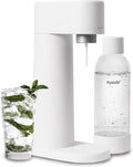 Mysoda Woody Sparkling Water Maker - Silent Carbonated Water Machine Made of Renewable Wood Composite and 1L Water Bottle - Without CO2 Cylinder - Seltzer Maker Machine - Colour White