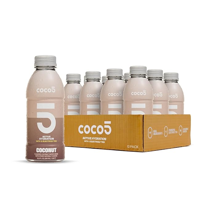Coco5 Clean Sports Hydration Coconut Flavor | 100% Natural | 50% Less Sugar | Nothing Artificial | Non-GMO | Gluten Free | Developed by Pro Trainers for Pro Athletes | 16.9 Oz (Pack of 12)