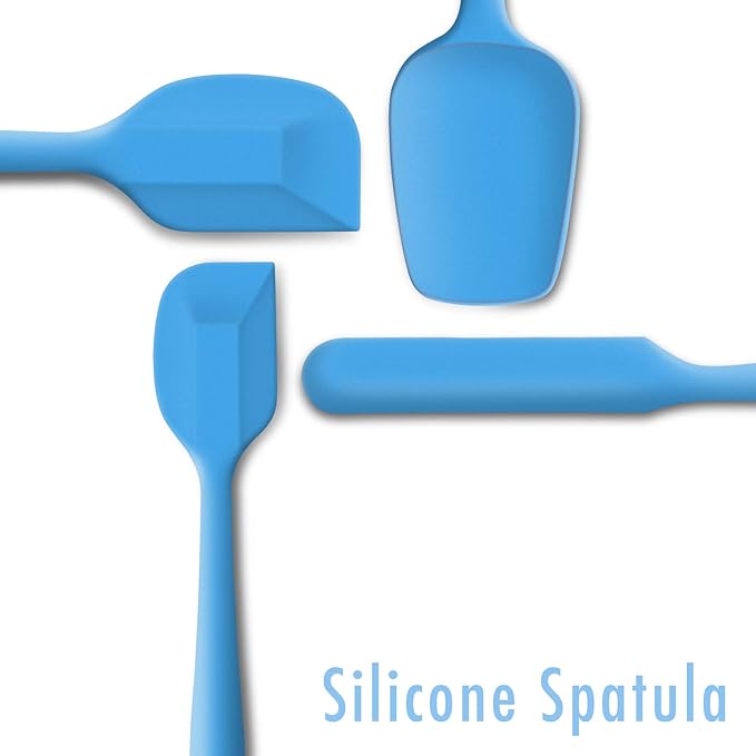 4 Piece Silicone Spatula Set, Flexible Heat Resistant Non-scratch Baking Cooking Rubber Spatulas with Stainless Steel Core, Blue