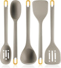Silicone Kitchen Cooking Utensils Set: MOACC Heat Resistant 13inch Long Kitchen Gadgets, BPA Free Non Stick Rubber Cook Accessories For Food Prep, Frying, Serving, Basting (Light Grey)