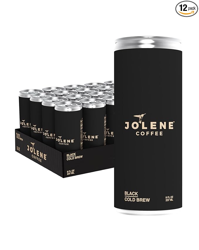 Jolene Coffee – Black Cold Brew | 8oz Cans | Smooth, Bold, Dairy-Free, Gluten-Free, Non-GMO (12 Cans, Black Cold Brew)