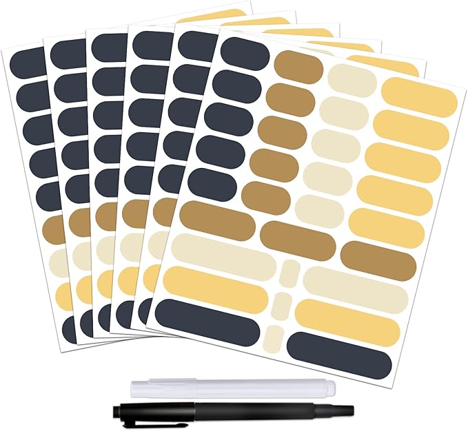 192pcs Removable Waterproof Food Labels with 2 Markers, Write-on Colored Chalkboard Kitchen Sticker Labels for Food Storage Containers, Spice Jars Bottles, Home Pantry Organization