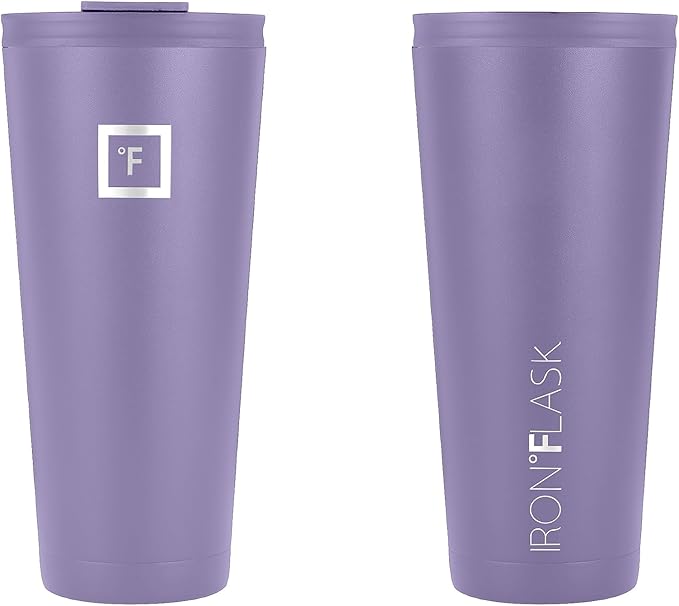 IRON °FLASK Classic Tumbler - Vacuum Insulated Stainless Steel Water Bottle, Double Walled, Drinking Cup, Insulated Travel Mug (Lavender, 32 oz Solid Lid)