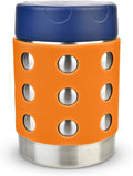 LunchBots Thermal 12 oz Triple Insulated Thermos - Hot 6 Hours or Cold 12 Hours - Leak Proof Thermos Soup Jar - All Stainless Interior - Navy Lid - Orange Dots