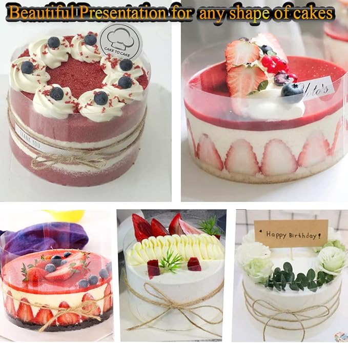 Cake Ring Extra High 15cm Acetate Cake Collar Set - Adjustable 6 to12Inch Stainless Steel Round Cake Mousse Molds Baking Ring with 6.3inchx394inch Clear Acetate Sheets Cake Roll for Pastry, Cake Decor