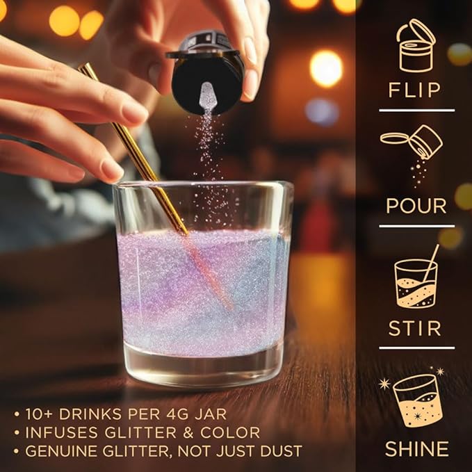 Pink Iridescent BREW GLITTER Edible Glitter For Drinks, Cocktails, Beer, Garnish Glitter & Beverages | 100% Edible & Food Grade | Vegan, Gluten, Nut Free (25g Spray Pump, Pink Iridescent)