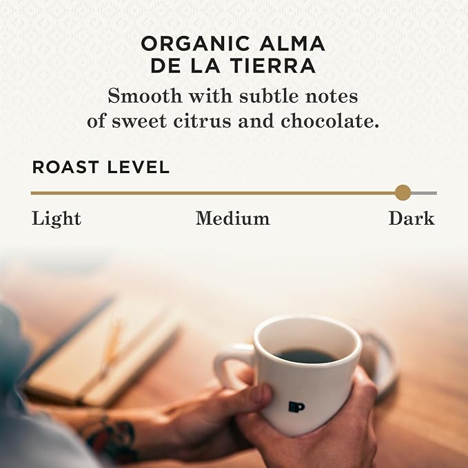 Peet's Coffee, USDA Organic Dark Roast Single Serve Coffee Pods - Alma de la Tierra 10 Count (1 Box of 10 Pods)