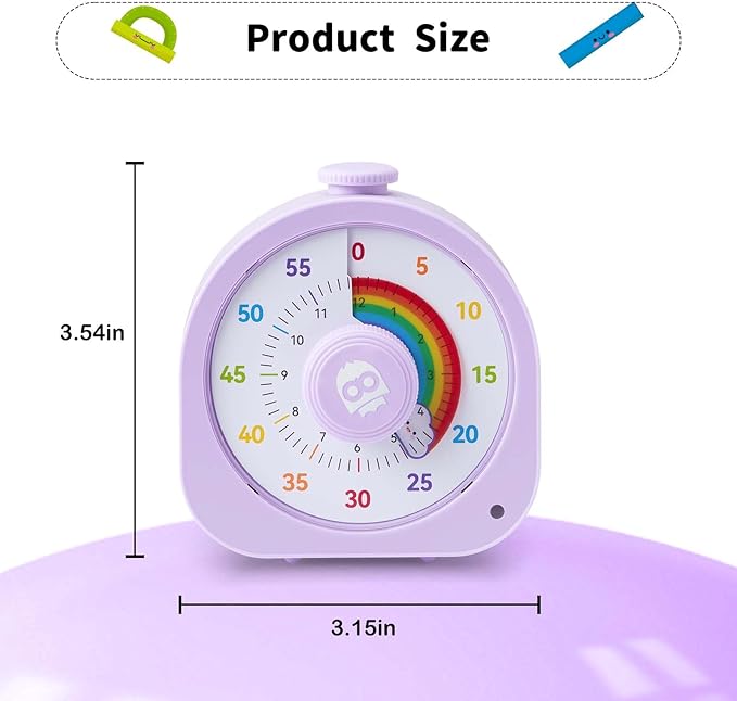 Visual Timer – Rainbow Magnetic Timer for Classroom, 60min/12h Rechargeable Countdown Timers, Silent Pomodoro Timers for Kids & Adults with ADHD