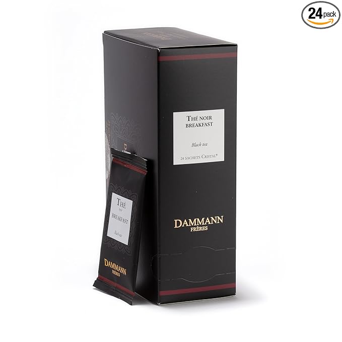 Dammann Freres Satchets, Breakfast Tea Bags, Premium Gourmet French Black Tea, Individually Wrapped, 24 Count (Single Pack)