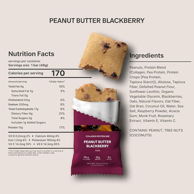 Stars + Honey Protein Bars- Peanut Butter Blackberry,15g Protein, 2g Sugar, w/Collagen Keto Friendly Snack - Gluten, Dairy, & Soy Free - High-Protein Snacks for Energy & Recovery-10 pack