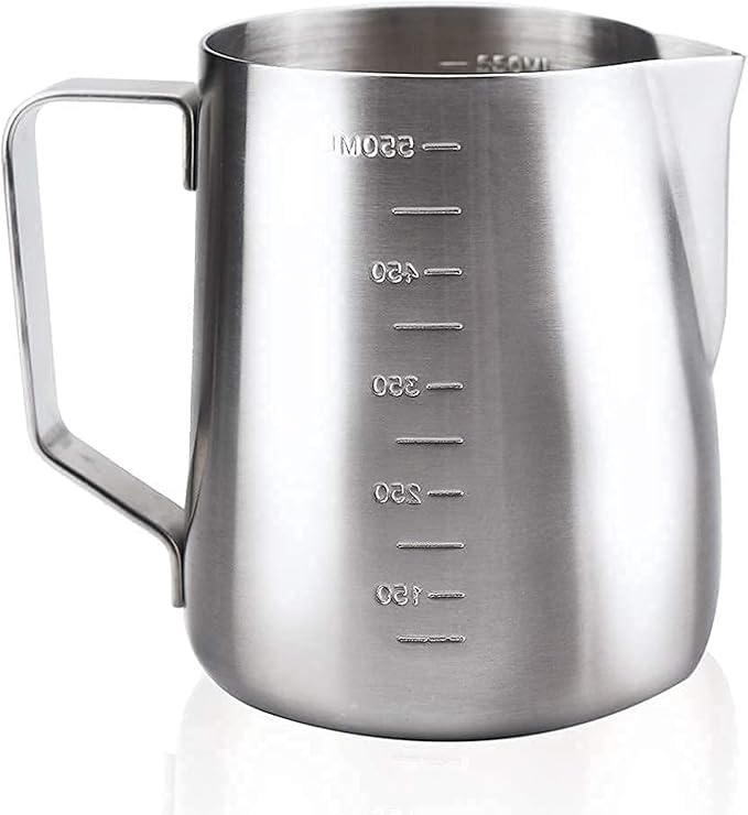 Milk Frothing Pitcher Steaming Pitchers Stainless Steel Milk/Coffee/Latte/Cappuccino Steam Pitchers Milk Jug Cup (600ml/20oz Single)
