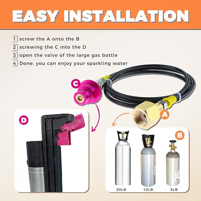 Upgrade Soda DUO Machine Co2 Adapter Hose, TEENGSE Co2 Adapter Quick Connector Hose Compatible with Terra Series