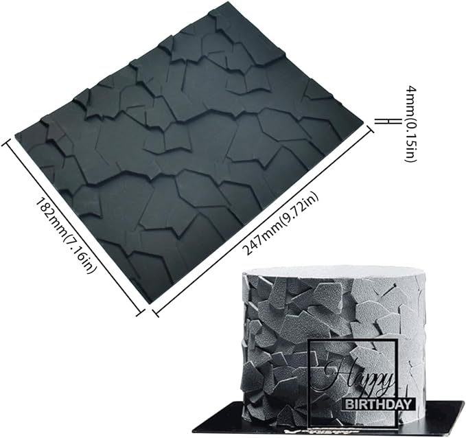 mostsom Fondant Silicone Mold for Cake Decoration Cake Border Stone Patter Impression Mat Fondant Embossing Stencil for DIY Cookies, Cupcakes, Chocolate, Clay – Reusable, Flexible (E_ Stone Patter)