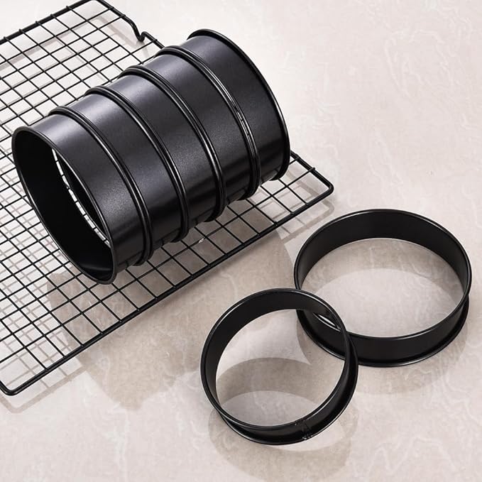 12Packs Crumpet Rings Nonstick 4 Inch English Muffin Ring Stainless Steel Double Rolled Tart Rings Metal Pastry Cooking Baking Ring Molds