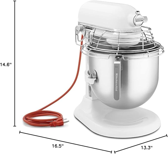 KitchenAid KSMC895WH 8-Quart Commercial Countertop Mixer with Bowl-Guard, 10-Speed, Gear-Driven, White
