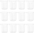 10 Oz Transparent Lab Measuring Cup, 300ml Plastic Beaker Cups, for Science Experiment, Liquid Measuring, 12 Pcs