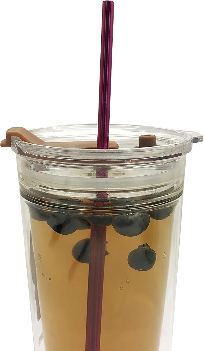 10 Pcs Stainless Steel Straws, Reusable Drinking Straws, Straight Metal Straw Sets with 2 Pcs Cleaning Brushes (10.5 Inch, Rose Red)