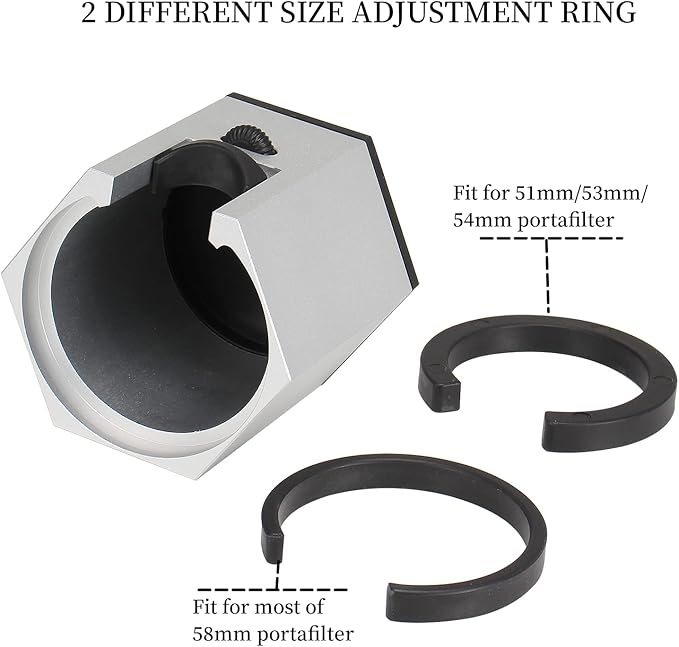 Espresso Tamping Station, Coffee Portafilter Holder, Aluminum Alloy Stand for Most 51mm, 53mm, 54mm, 58mm Coffee Portafilter (Hexagon,Silver)