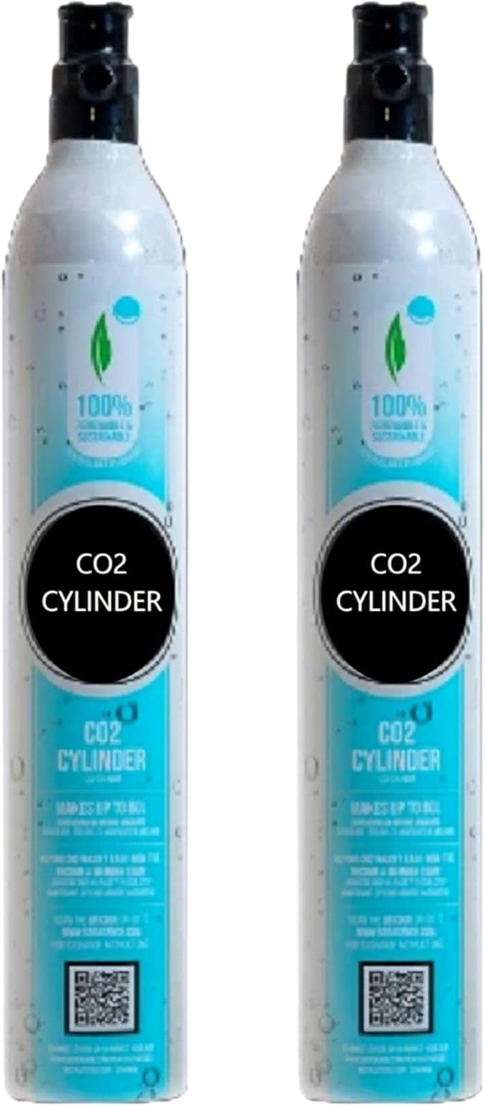 FIZZIT 60L Threaded CO2 2 Pack Canister Refill, Compatible with All Threaded 'Screw-In' Soda Makers Including Soda Machines