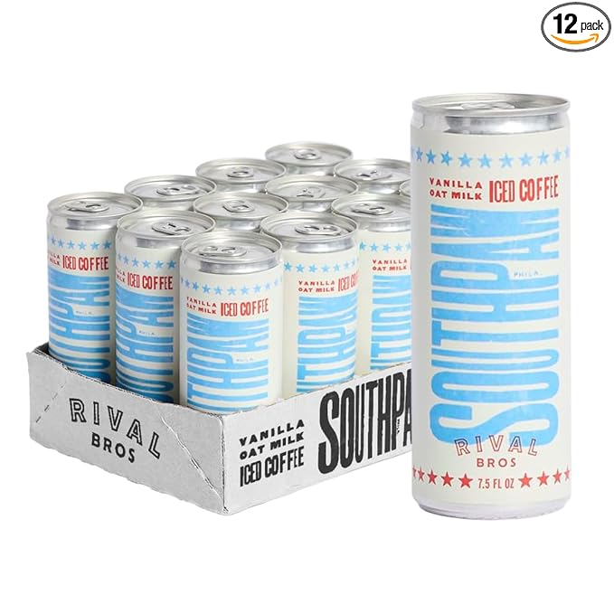 Rival Bros Southpaw Ready to Drink Iced Coffee, Vanilla Oat Milk Flavored, 7.5 Fl Oz, 12 Count, Perfect for On-the-Go, 100mg Caffeine, Easy to Drink Canned Coffee