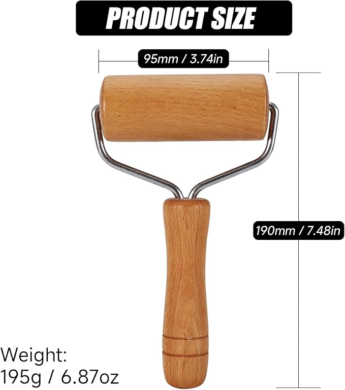 Small Rolling Pin, Wooden Dough Roller, Non-Stick Pizza Roller, T Type Rolling Pins for Kitchen Baking, Pizza Dough Press (3.8 * 7.5 inch)