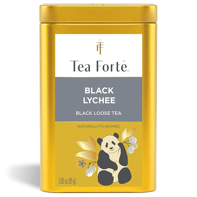 Tea Forte Black Lychee Premium Loose Leaf Caffeinated Black Tea Blend Blend Canister, Makes 35-50 Cups