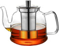 Glass Teapot 1600ml (54oz) - Borosilicate Glass Tea Kettle with Removable Stainless Steel Infuser, Stovetop Safe Heat-Resistant Tea Maker for Blooming and Loose Leaf Tea (1600ml)