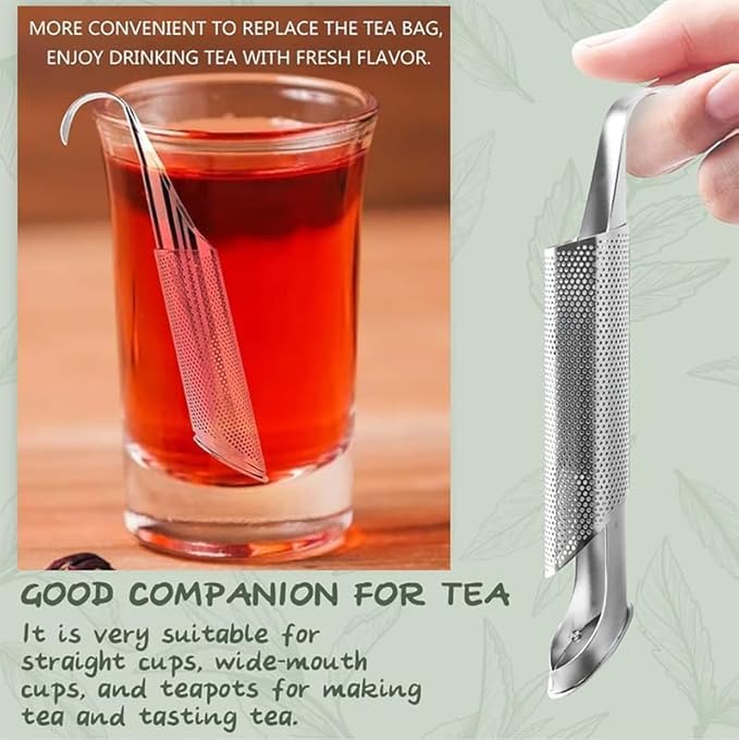 Stainless Steel Tea Diffuser, 2025 New Tea Artifact Creative Pipe Tea Infuser Mesh Strainer with Hanging Hook Handle, Universal Fine Holes Tea Interval Diffuser for Loose Tea Leaf Coffee Etc (1)