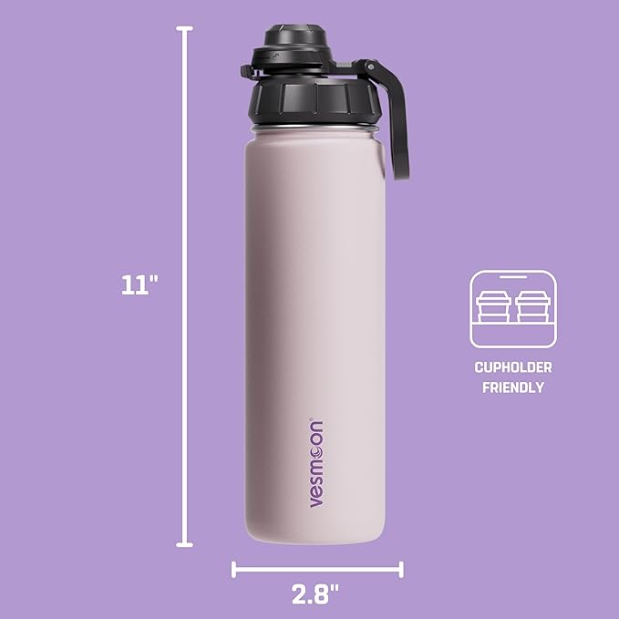 Vessence Tea Infuser Bottle - 24 Oz Insulated Loose Leaf & Fruit Infuser Bottle | Leak Proof with FlowSip Lid