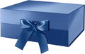 HAPPY POTATO Gift Box with Lid and Ribbon 9x6.5x3.8 Inches, Groomsman Proposal Box, Magnetic Blue Gift Box for Presents (Glossy Blue)