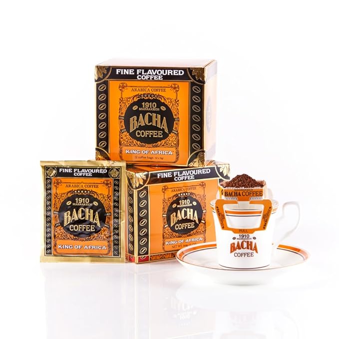 Bacha Coffee | King of Africa Fine Flavoured, Medium Roast, 100% Arabica Specialty Coffee, 12 Coffee Drip Bags, Gift Box