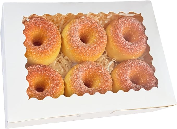 qiqee 9x6x2.5 Inch White Cookie Box with Window 15Pcs Pastry Macaron Bakery Box For Packaging