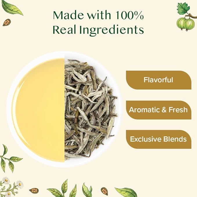 VAHDAM, Assorted White Tea Sampler Gift Set, Gluten Free, Non GMO - 4 Unblended White Loose Leaf Tea Sampler | Tea Variety Pack | Tea Gift Set, Gifts for Women & Men