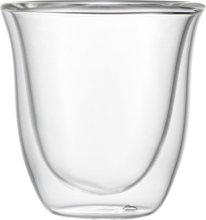 Restaurantware-Forma Professional 2.7 Ounce Double Wall Shot Glasses, 12 Insulated Espresso Cups - Dishwashable, Reusable, Clear Glass Coffee Cups, Freezable, For Hot Or Cold Beverages