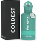 Coldest Insulated Water Bottle with Straw Lid - Stainless Steel Metal Insulated Bottle for Men & Women (Terraform Green, 64 oz)