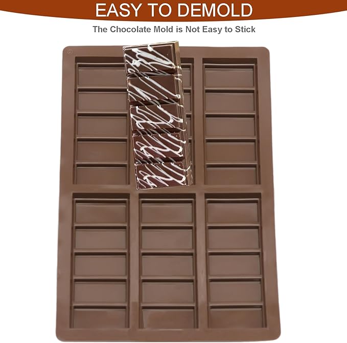 Dubai Chocolate Mold-Non-Stick Chocolate Bar Mold, Food Grade Silicone Deep Mold for Chocolate Stuffed Bar,Candy, Snacks,DIY Treats & Homemade Gifts (5 Snap)